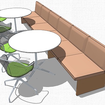 现代办公休闲等候区沙发茶几休闲椅子卡座组合su草图模型下载 (20)