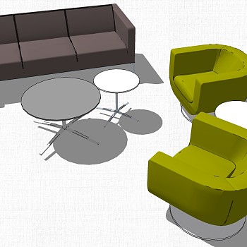 现代办公休闲等候区沙发茶几休闲椅子单人沙发组合su草图模型下载 (20)