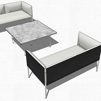 现代办公室沙发茶几休闲椅子组合su草图模型下载 (8)