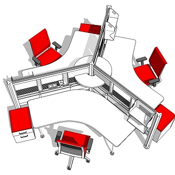 现代开敞办公室工位办公椅 (3)