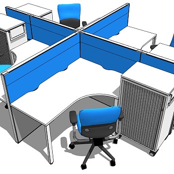 现代办公桌椅员工工位 (3)