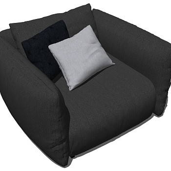 21现代北欧单人沙发抱枕模型sketchup草图模型下载