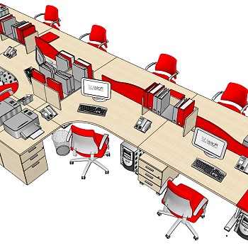 现代办公桌椅员工工位 (33)