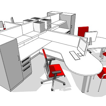 现代办公桌椅员工工位 (41)