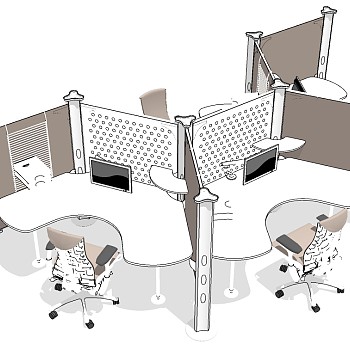 现代办公桌椅员工工位 (47)