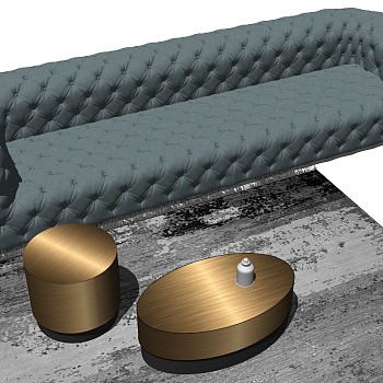 5现代意大利欧式皮革多人沙发金属茶几sketchup草图模型下载