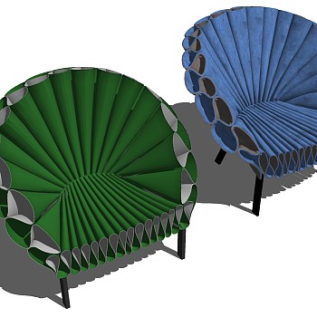 11现代德罗尔艺术性孔雀椅休闲毛绒布料单人沙发休闲椅子sketchup草图模型下载