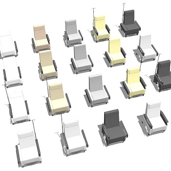3现代医院输液室座椅sketchup草图模型下载