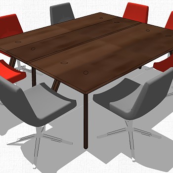 现代极简办公会议桌椅子su草图模型下载 (7)