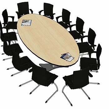 现代办公家具圆形会议桌椅子 (2)