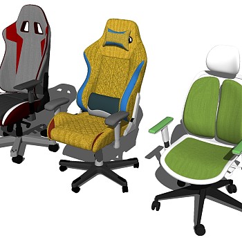 10电脑椅 家用办公椅 转椅 座椅 老板椅电竞椅网吧椅子sketchup草图模型下载