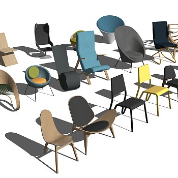 026椅子休闲椅子办公椅异性椅子躺椅sketchup草图模型下载