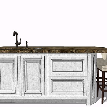 欧式法式美式实木吧台吧椅sketchup草图模型下载