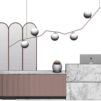 接待吧台前台桌sketchup草图模型下载