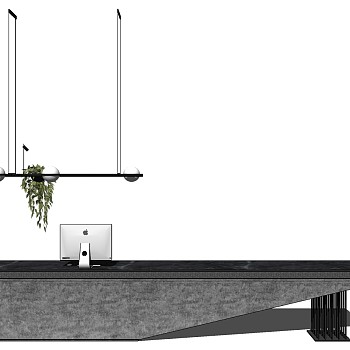 接待吧台前台桌sketchup草图模型下载