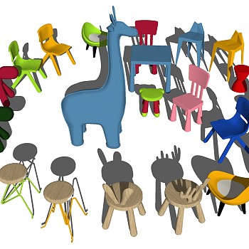 (48)儿童座椅椅子sketchup草图模型下载