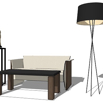 2办公贵宾接待室单人沙发落地灯sketchup草图模型下载