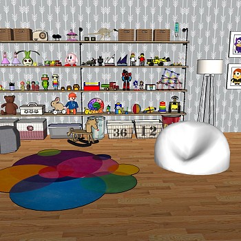 (57)变形金刚儿童玩具柜懒人沙发地毯异形沙发sketchup草图模型下载