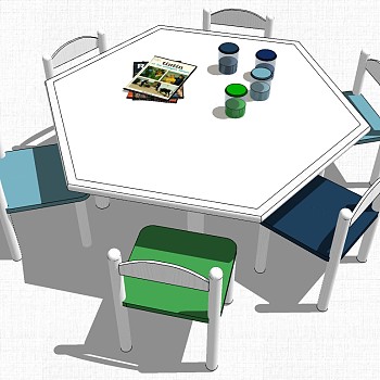幼儿园家具儿童书桌椅子教室桌椅1 (1)