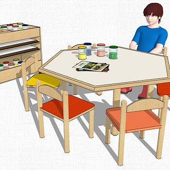 幼儿园家具儿童书桌椅子教室桌椅 (2)