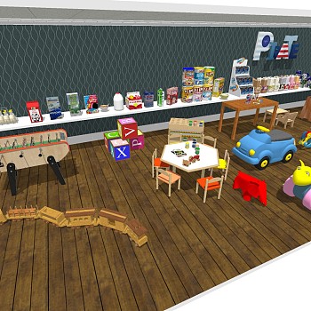 (62)儿童婴儿母婴用品店玩具桌球玩具车积木摇篮sketchup草图模型下载