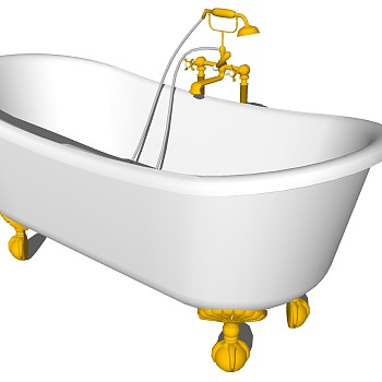 14欧式美式法式开放独立浴缸花洒SketchUp草图模型下载