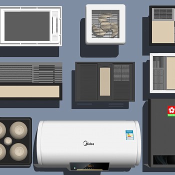 12现代浴霸排风扇五合一三合卫生间集成灯热水器速热厨宝SketchUp草图模型下载
