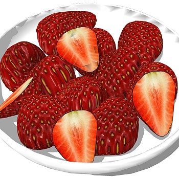 (16)草莓水果果盘sketchup草图模型下载