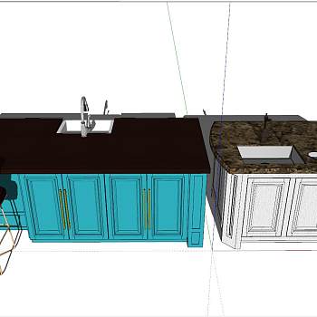 12简欧式美式地中海中岛橱柜吧椅sketchup草图模型下载