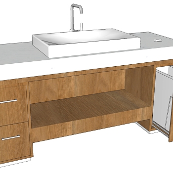 15民宿现代简约洗手台洗盆SketchUp草图模型下载