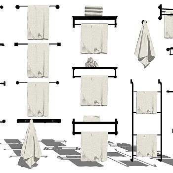 3壁挂毛巾架毛巾杆SketchUp草图模型下载