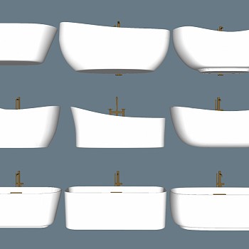 4现代开放外露独立浴缸龙头SketchUp草图模型下载