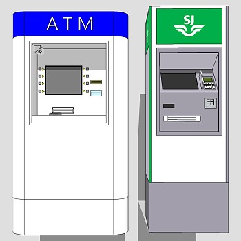 102银行ATM24小时自动取款机合集 sketchup草图模型下载