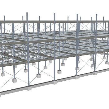 20钢结构厂房框架货架钢架 sketchup草图模型下载