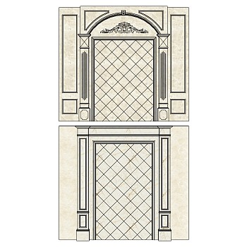 19欧式法式雕花石材拱形罗马柱造型背景墙sketchup草图模型下载