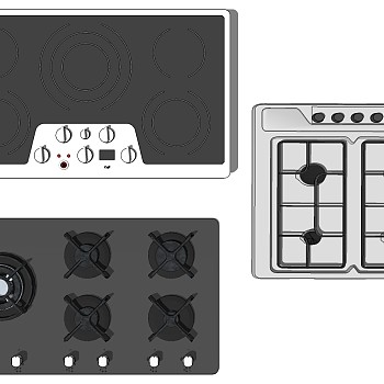 7燃气灶组合SketchUp草图模型下载