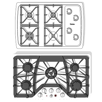 6燃气灶组合SketchUp草图模型下载
