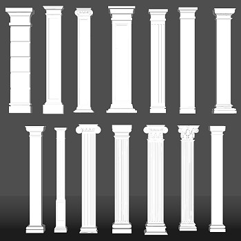 10欧式法式罗马柱柱子柱头柱基装饰柱子sketchup草图模型下载
