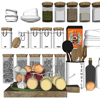 15厨房餐具调料组合SketchUp草图模型下载