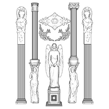 欧式法式罗马柱柱头柱子 a 人物雕塑