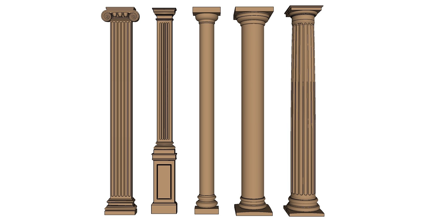 欧式雕花描金罗马柱柱头，柱子3d模型下载-【集简空间】「每日更新」