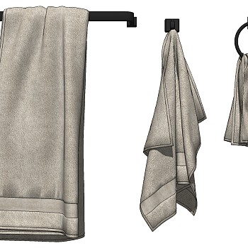 10毛巾架毛巾SketchUp草图模型下载