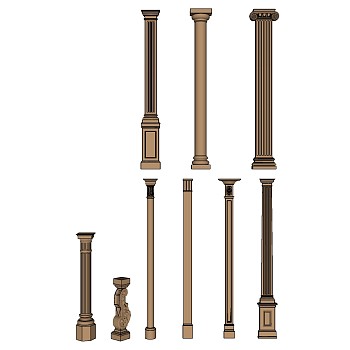 08欧式法式罗马柱柱子柱头柱基装饰柱子sketchup草图模型下载