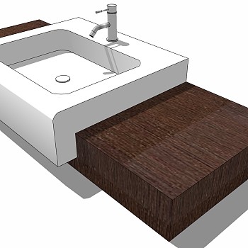 16现代方形洗手台台上盆龙头SketchUp草图模型下载