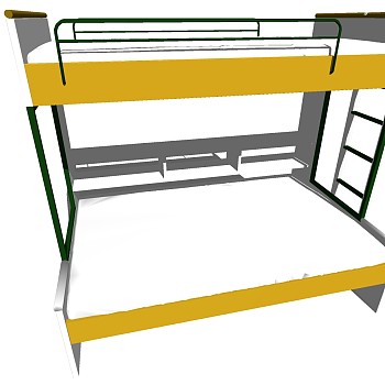 现代简约金属铁艺上下铺高低床宿舍床sketchup草图模型下载