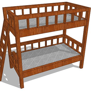现代实木儿童床上下铺儿童床sketchup草图模型下载  (1)