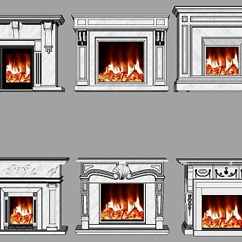 (50)欧式法式雕花壁炉火炉sketchup草图模型下载