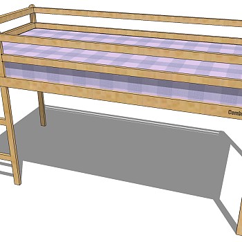 现代简约单人床sketchup草图模型下载