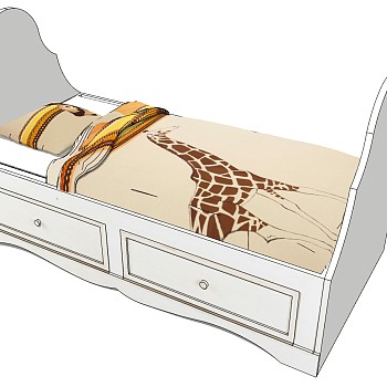 法式美式单人床sketchup草图模型下载