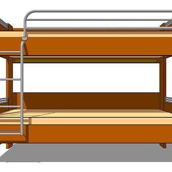 16现代宿舍实木上下铺单人床sketchup草图模型下载  (2)